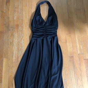 Black flowing halter top dress
